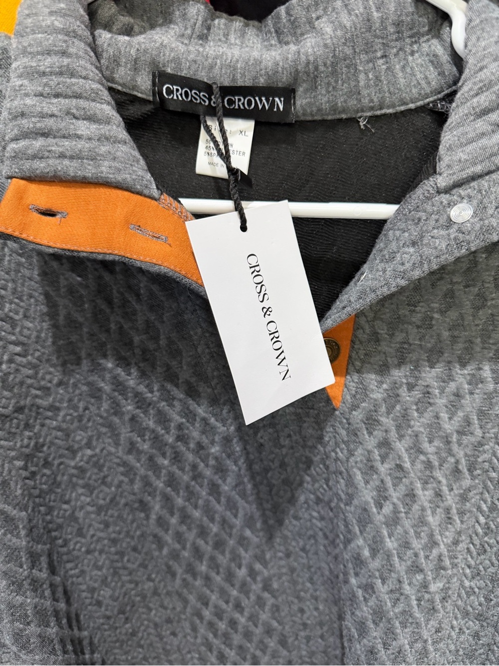 Men's Gray Quilted Jacket with Orange Trim